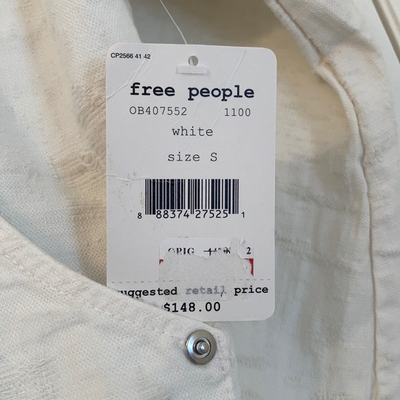 NEW Free People Distressed White Denim Jacket - Picture 8 of 11